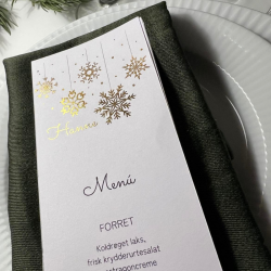 Men- og bordkort med folie af guld eller slv - Jul