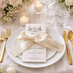 Bordkort - Silkeb�nd med tekst