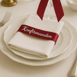 Bordkort - Silkeb�nd med tekst