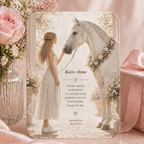 Lyk�nskningskort - Pige - Hest