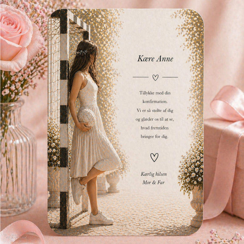 Lyk�nskningskort - Pige - H�ndbold