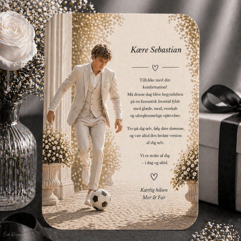 Lyk�nskningskort - Dreng - Fodbold