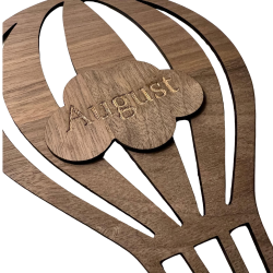 Luftballon med sky og navn