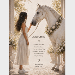 Lyk�nskningskort - Pige - Hest