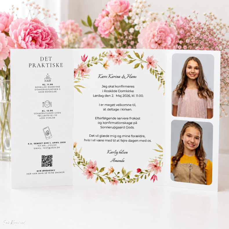 Konfirmation - Rosa krans - Pige