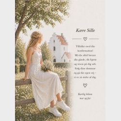 Lyk�nskningskort - Pige - Kirke