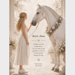 Lyk�nskningskort - Pige - Hest