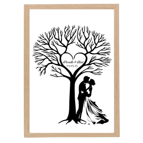 Fingertrykplakat - Brudepar Hjerte - Bryllup