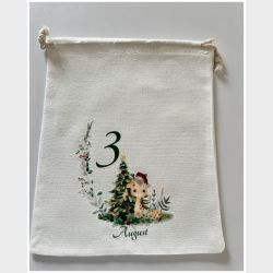 Adventskalender - Bomuldsposer med motiv og navn