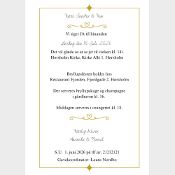 Elegant bryllupsinvitation med blondeb�nd