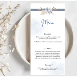 Bryllup - Menkort Bl blomst