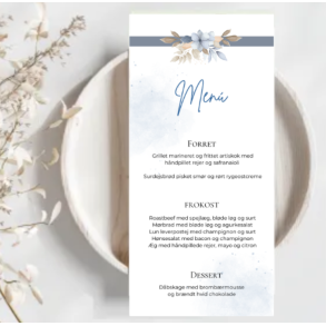 Bryllup - Menkort Bl blomst