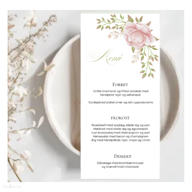 Bryllup - Menkort Rose