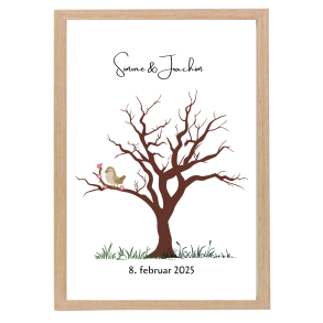 Fingertrykplakat - Fugl - Bryllup