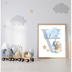 Personlig plakat i ramme - Bamse i ballongynge