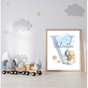Personlig plakat i ramme - Bamse i ballongynge