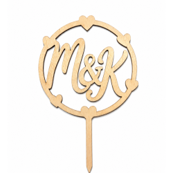 Caketopper med initialer