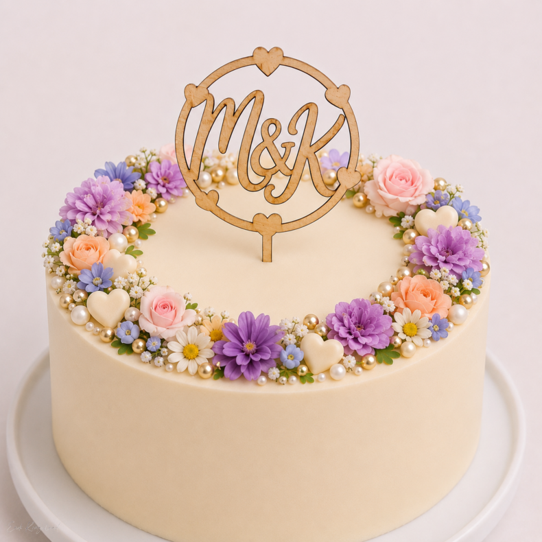 Caketopper med initialer