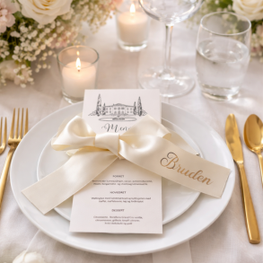 R�hvid - Men� & Bordkort (Bredt b�nd)