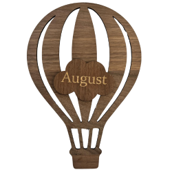 Luftballon med sky og navn